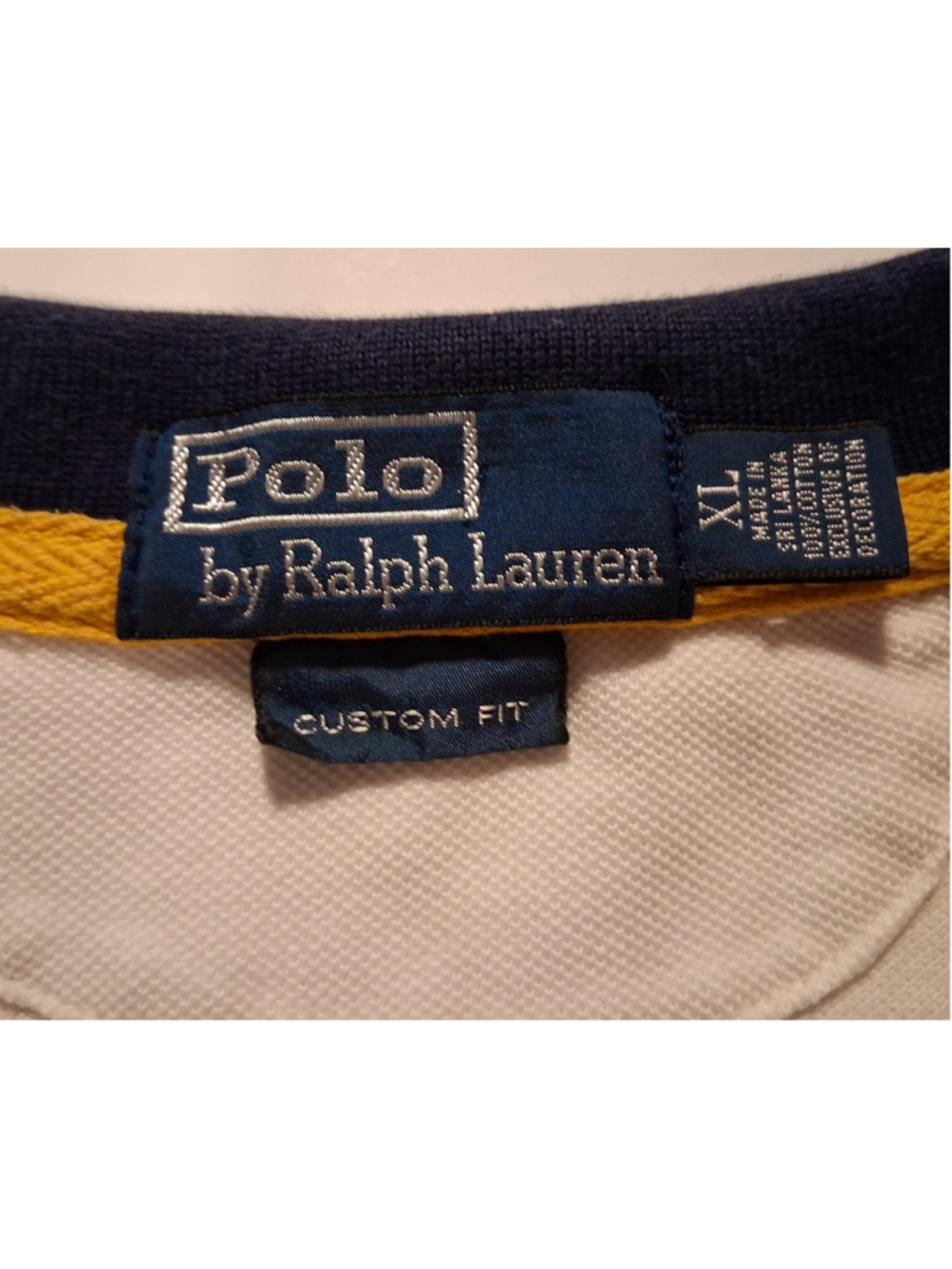 VTG 90s Polo Ralph Lauren Big Pony Men's XL Rugby Polo Shirt Custom Fit White - Picture 9 of 11